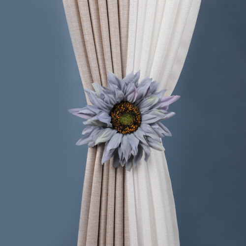 Sunflower-shaped curtain tieback rustic nylon no-drill