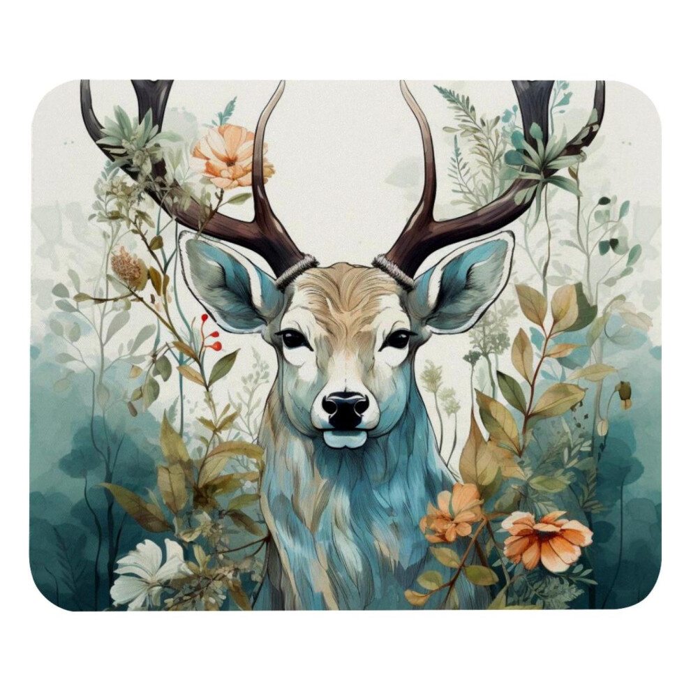 Deer Leaf Print Mouse Pad Smooth Surface Thick Padding Blue 917087600750