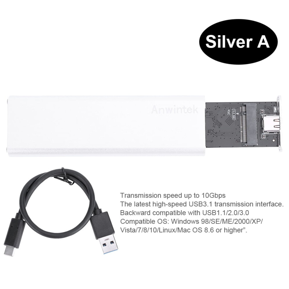 Jixopn M2 Sata Ngff To Usb 3.1 Ssd Enclosure Silver 917087603812