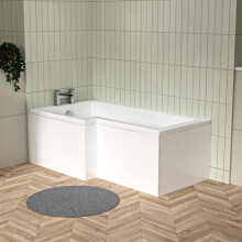 Nes Home P Shaped Left Hand 1500mm Curved Shower Bath Acrylic