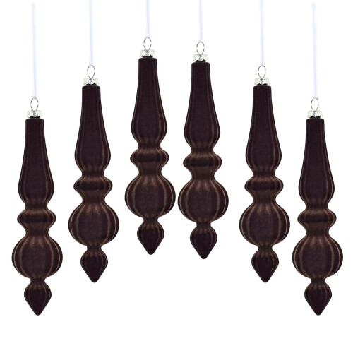 Velvet Christmas Ornaments Set Coffee 6Pcs 1