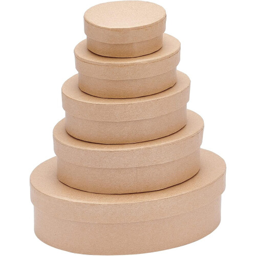 Papier Mache Oval Gift Boxes Assorted 5-Pack