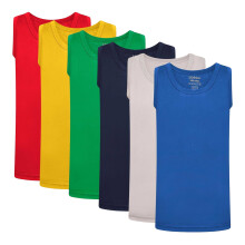 (6-8 Years, Red/Yellow/Green/Navy/Grey/Royal Blue) KidCollection Boys Vest Top (Pack of 6)