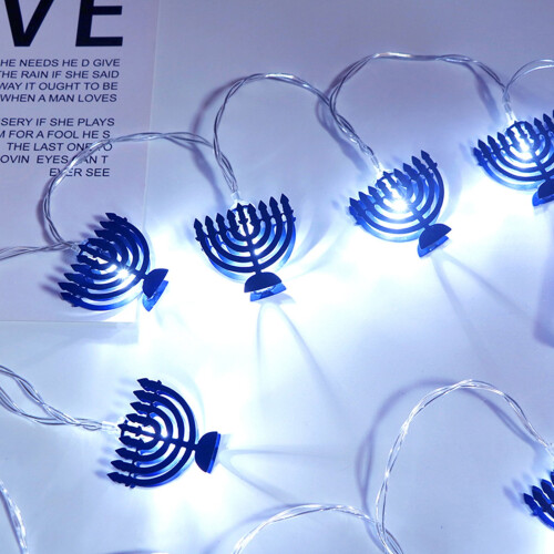 Chanukah Lights White LED Menorah String Lights 9 2