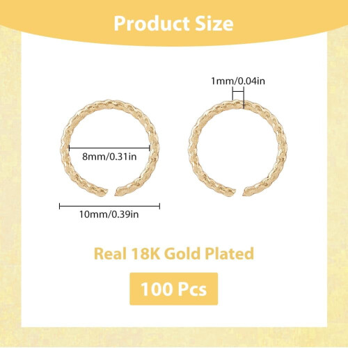 18K Gold Plated Brass Linking Rings 100 pcs 1