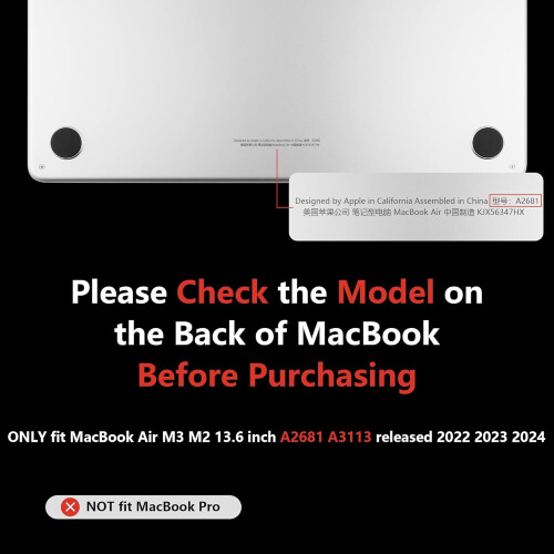 Θήκη για MacBook Air 13,6 ιντσών, 2022, A2681 με M2Chip, σκληρές θήκες για φορητούς υπολογιστές με 1