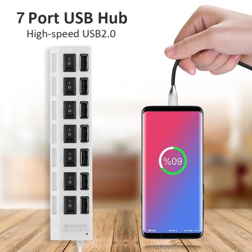 jixopn USB Hub480Mbps υψηλής ταχύτητας πολλαπλού USB2.0 διαχωριστή καλωδίου τροφοδοσίας 1