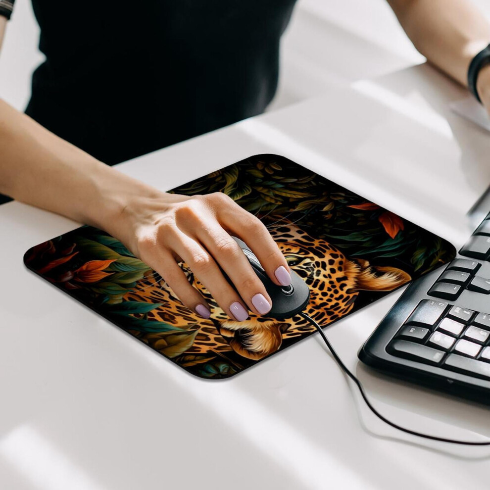 Leopard Forest Desk Mat With Rubber Base, 24X12 Inches 917087594950