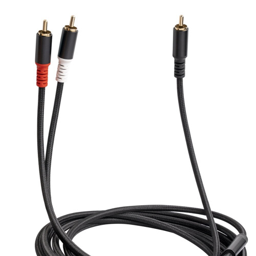 Καλώδιο ήχου CHAXIN1/2/3/5M RCA αρσενικό σε 2RCA αρσενικό με επιχρυσωμένα βύσματα, εύκαμπτο 1