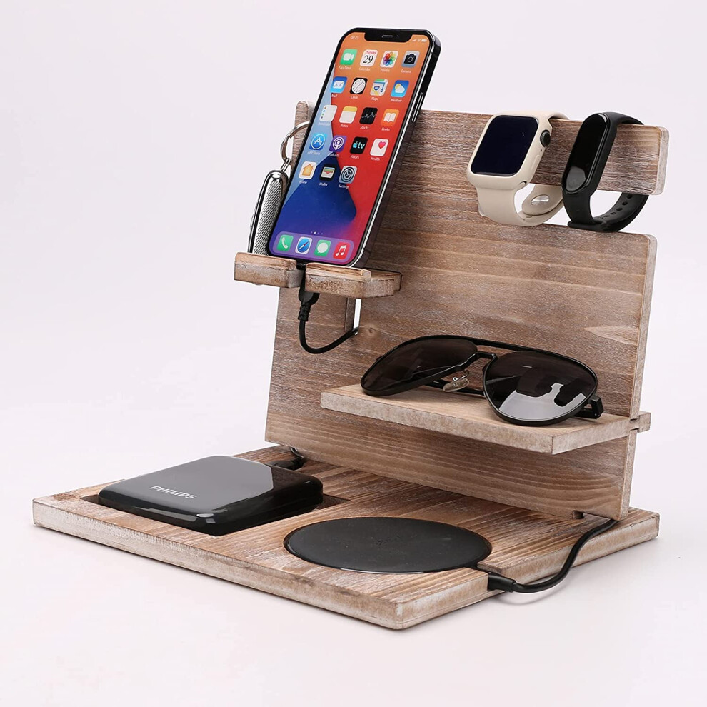 Wooden Phone Docking Station Desktop Holder 9336866811674