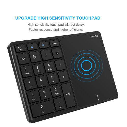 Wireless Number Pad for Laptop 2.4G Bluetooth Black 1