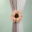 Sunflower-shaped curtain tieback rustic nylon no-drill 4