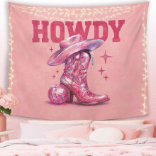 (60x40in) Wandteppich im Westernstil mit Disco-Stiefelmuster, Cowgirl-/Cowboy-Stil, rosa, trendig und preppy, Retro-Wanddekoration fürs Schlafzimmer.