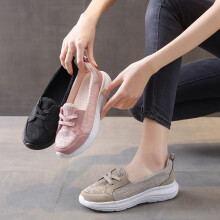 (Pink, 41) Women Vulcanized Shoes Fashion Comfortable 2023 New Women Sneakers Slip On Flats Shoes Women Plus Size 43