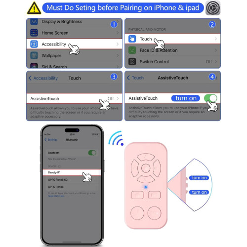 Τηλεχειριστήριο TikTok Scrolling (2 τεμάχια) για συμβατότητα με iPhone και Android Smartphones, Bluetooth 2
