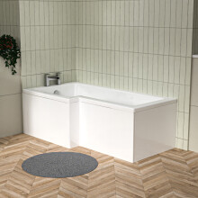 Nes Home L Shaped Left Hand 1500mm Curved Shower Bath Acrylic