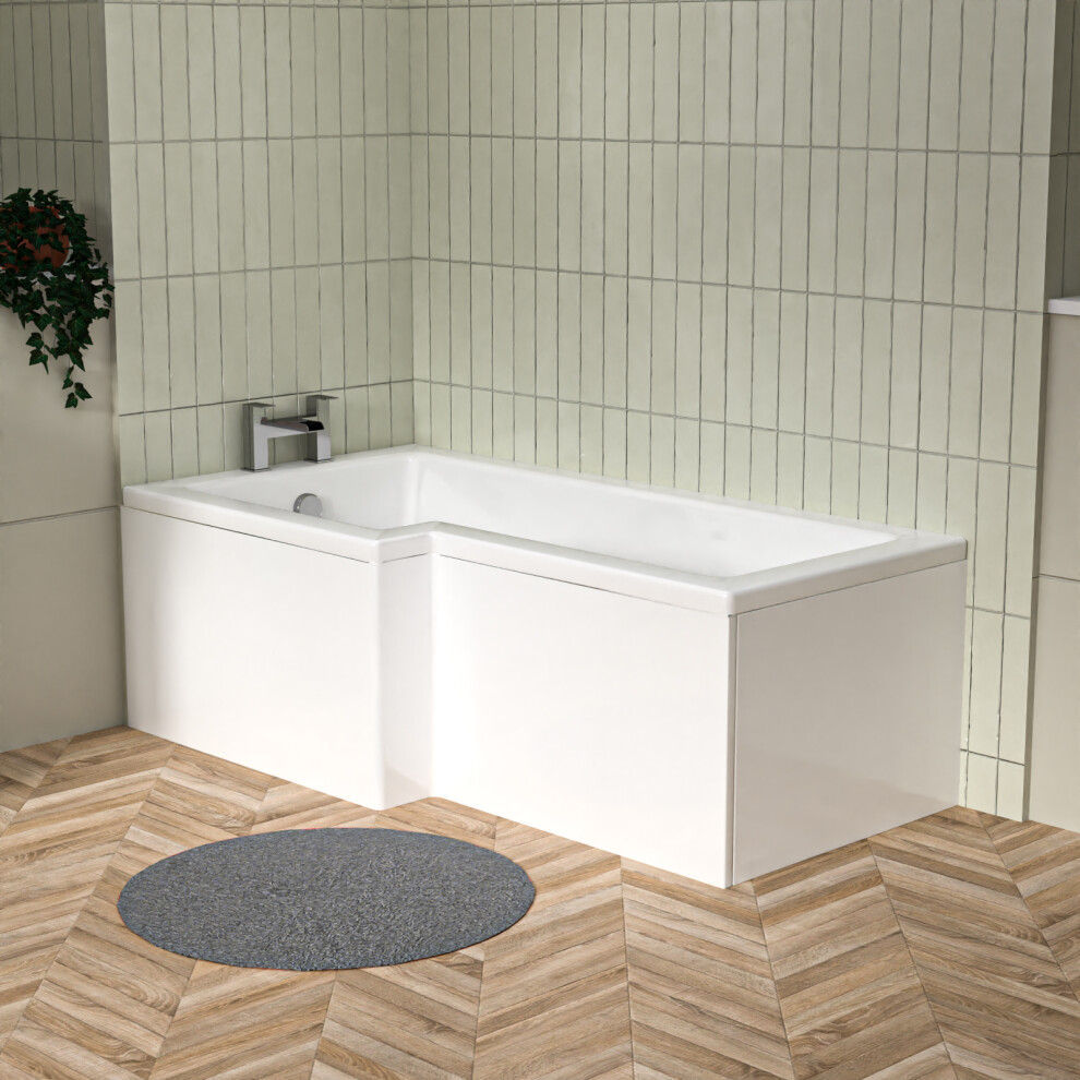 Nes Home L Shaped Left Hand 1500Mm Curved Shower Bath Acrylic
