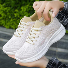 (Beige, 39) Shoes Women's Summer New Casual Soft Sole Sports Shoes Breathable Mesh Shoes Thick Sole Running Shoes