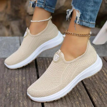 (Green, 39) Women's Casual Mesh Sneakers - Breathable Solid Color Slip-On Fashion Shoes Walking Footwear