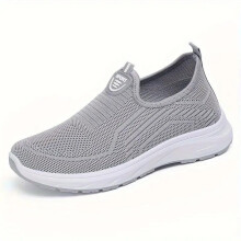 (Black, 39) Women's Casual Mesh Sneakers - Breathable Solid Color Slip-On Fashion Shoes Walking Footwear