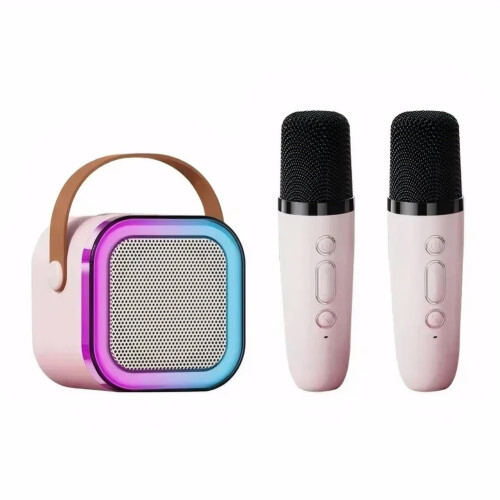 Bluetooth Karaoke Machine with Wireless Mic and LED Lights