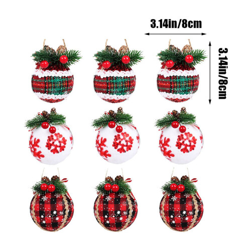 Red Plaid Cloth Bag 8cm Foam Tree Hanging Decoration 2