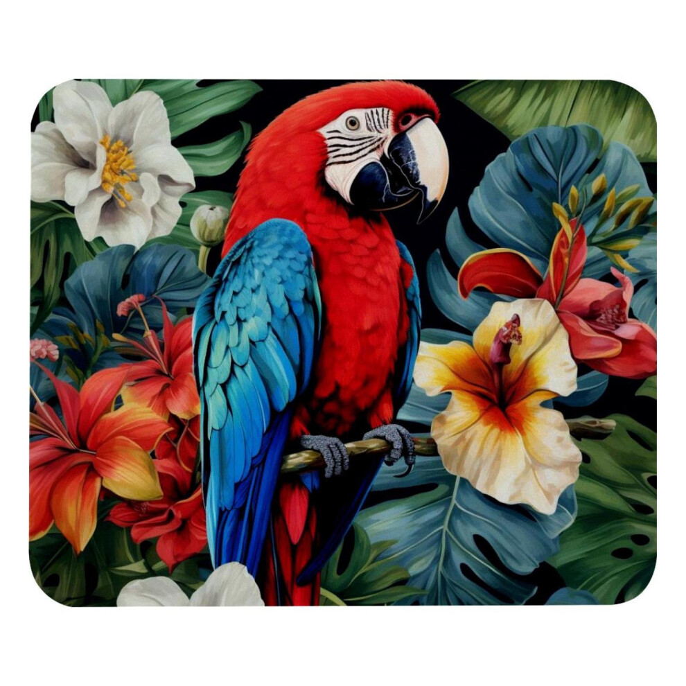 Square Mouse Pad Parrot Leaf Flowers 8.3X9.8 Inch 917087593984