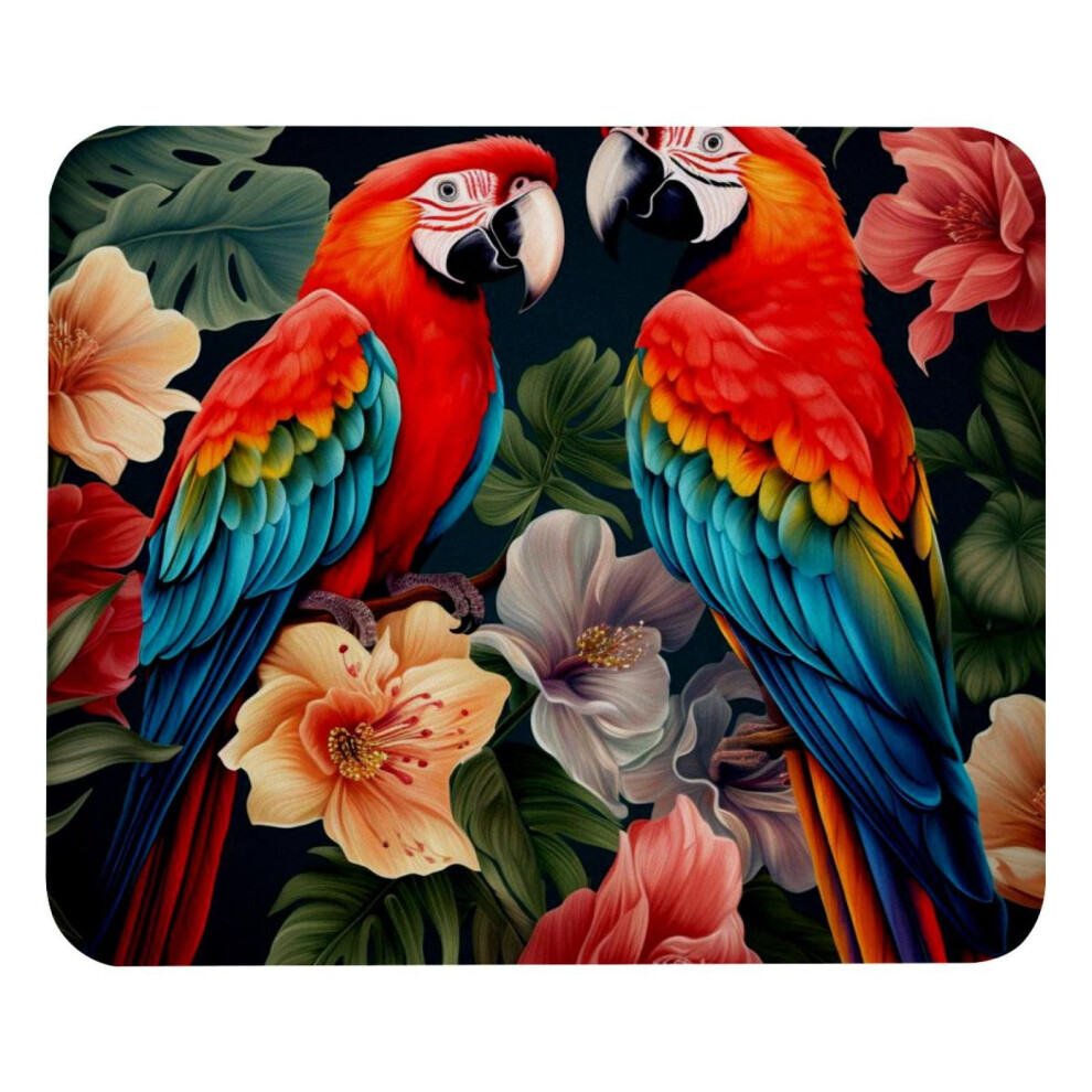 Parrot Flower Desk Mat Rubber Base Small Gaming Mouse Pad 917087593946