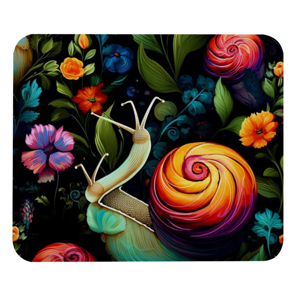 Flowers Snail Square Mouse Pad 8.3X9.8 Inches Non-Slip 917087595247