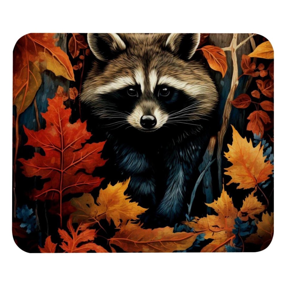 Maple-Leaf Raccoon Mouse Pad Non-Slip Rubber Base 8.3 X 9.8 917087594707