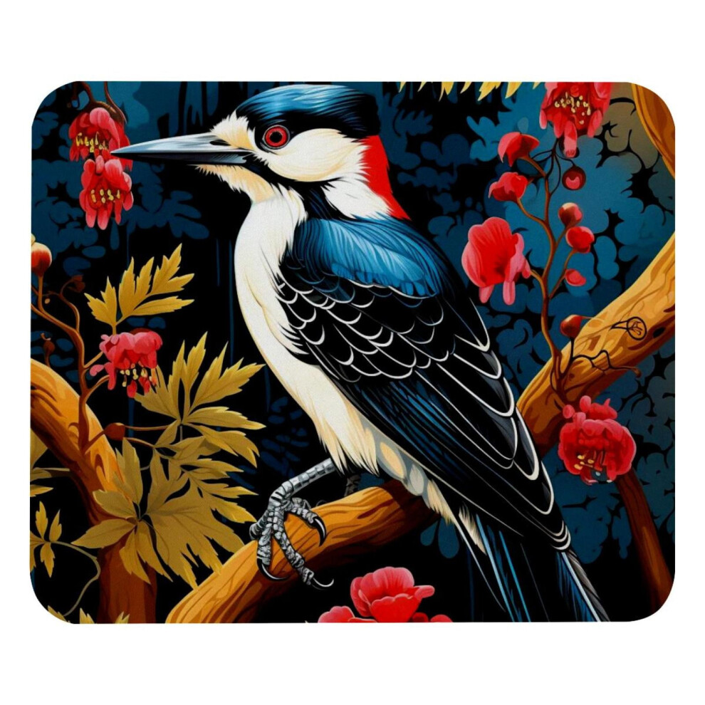 Flowers Fruit Woodpecker Mouse Pad 8.3 X 9.8 Inch Red 917087594646
