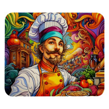 Covoraș de mouse Chef Food World cu bază antiderapantă din cauciuc, covoraș pătrat pentru gaming și scris pentru laptop, birou, școală -