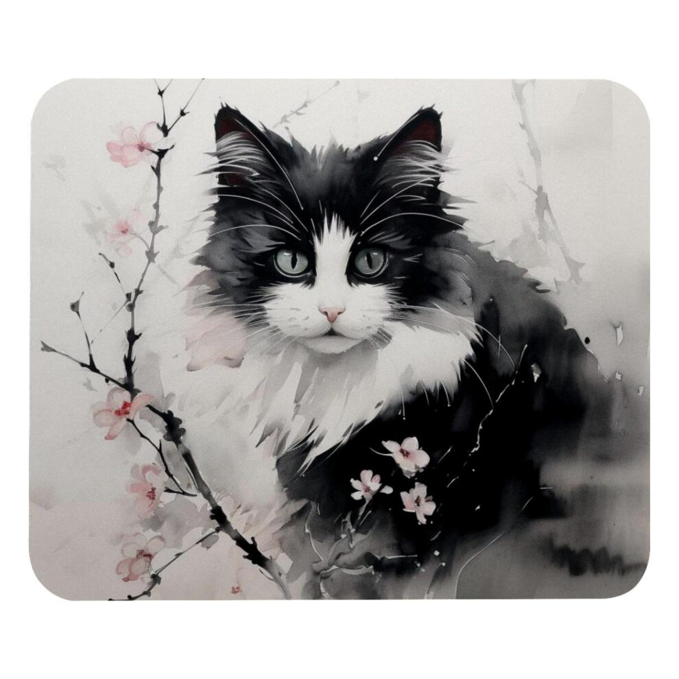 Ink Flowers Cat Mouse Pad 8.3 X 9.8 Inches Non-Slip Rubber 917087595445