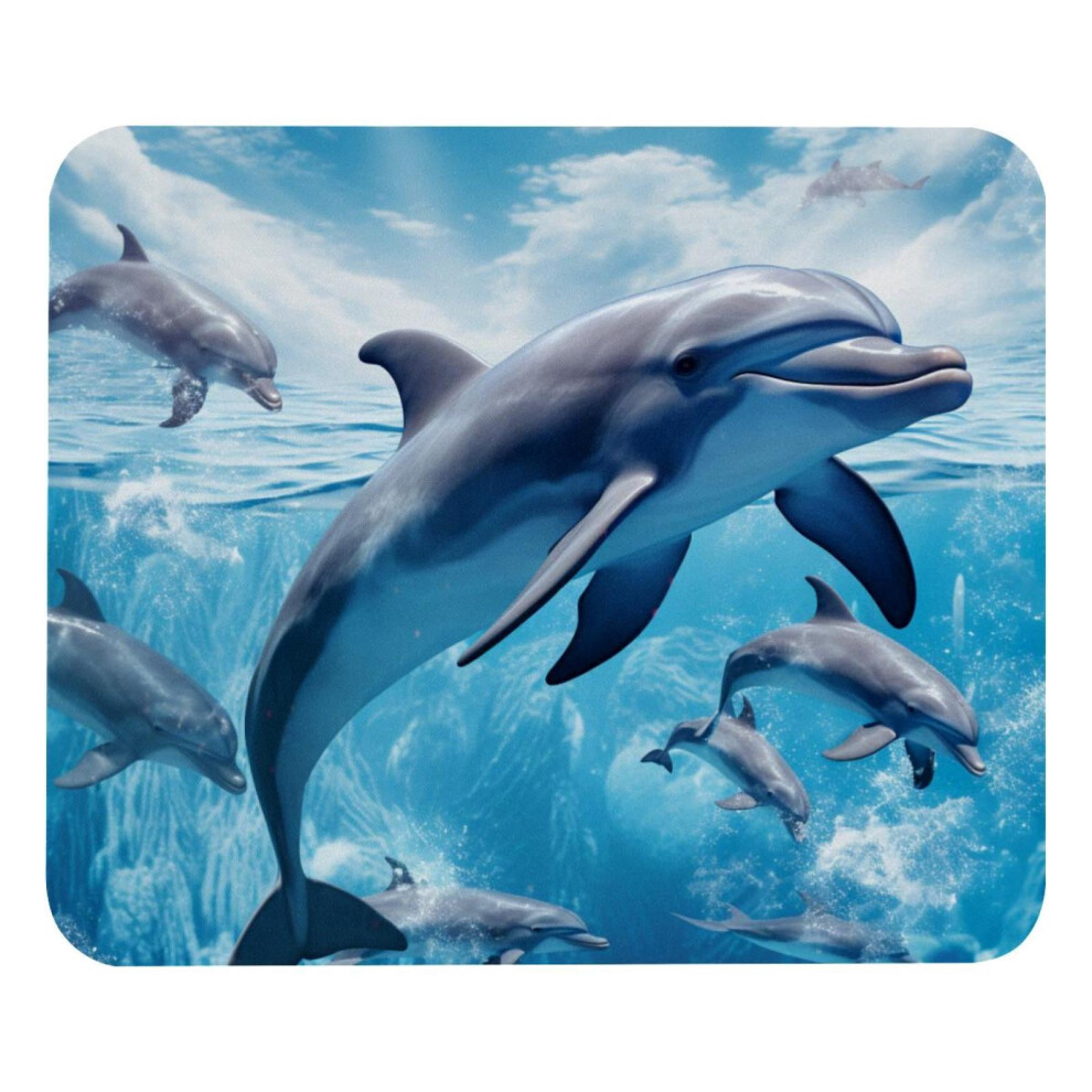 Dolphins Jumping Mouse Pad Non-Slip Rubber Base 8.3 X 9.8 917087594127