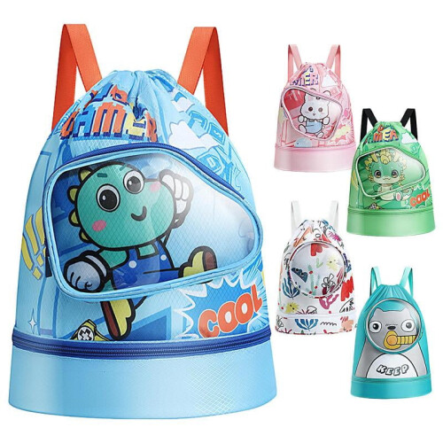 Kids beach backpack with wet/dry separation and shoe