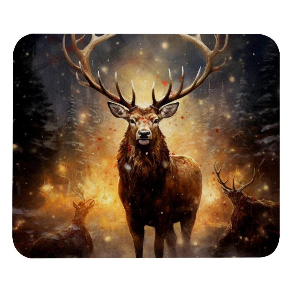 Christmas Elk Vintage Mouse Pad Square Non-Slip 8.3 X 9.8 917087599665