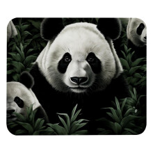 Donkere bamboe panda muismat met antislip rubberen onderkant, vierkant ontwerp voor laptop, schrijven en gamen - 21 x 24 cm