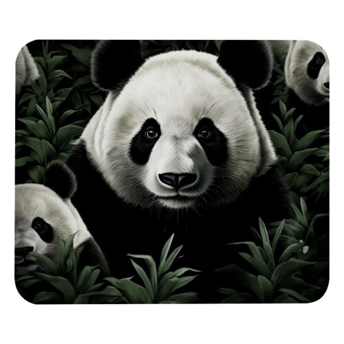 Mouse Pad από σκούρο μπαμπού Panda με αντιολισθητική βάση από καουτσούκ, τετράγωνο