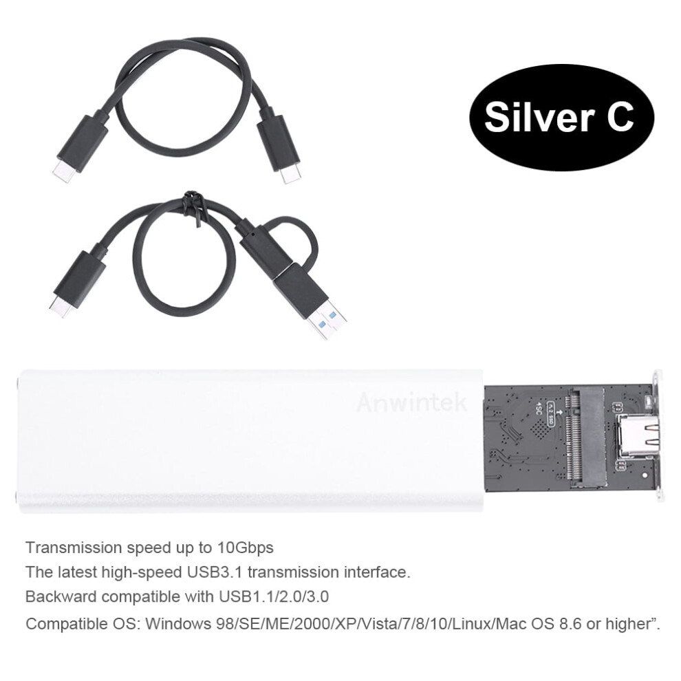 Jixopn M2 Sata Ngff To Usb 3.1 Ssd Enclosure Silver 917087603829