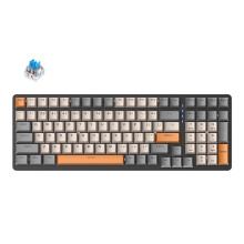 jixopn100Key NKRO Type-C2.4G Bluetooth-kompatibilis billentyűzet (fekete narancssárga kék kapcsoló)