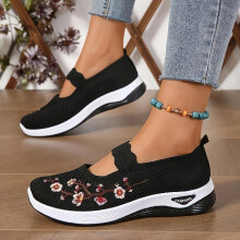 (Purple, 40) Mesh Embroidered Sneakers for Women, Women's Casual Shoes