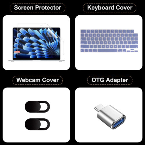 Capa rígida para MacBook Air de 15 polegadas M3/M2 (lançamento de 2024/2023) A3114/A2941 com proteção para teclado. 2