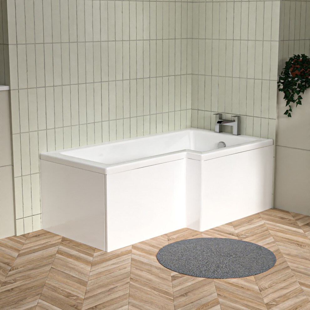 Nes Home L Shaped Right Hand 1500Mm Curved Shower Bath Acrylic