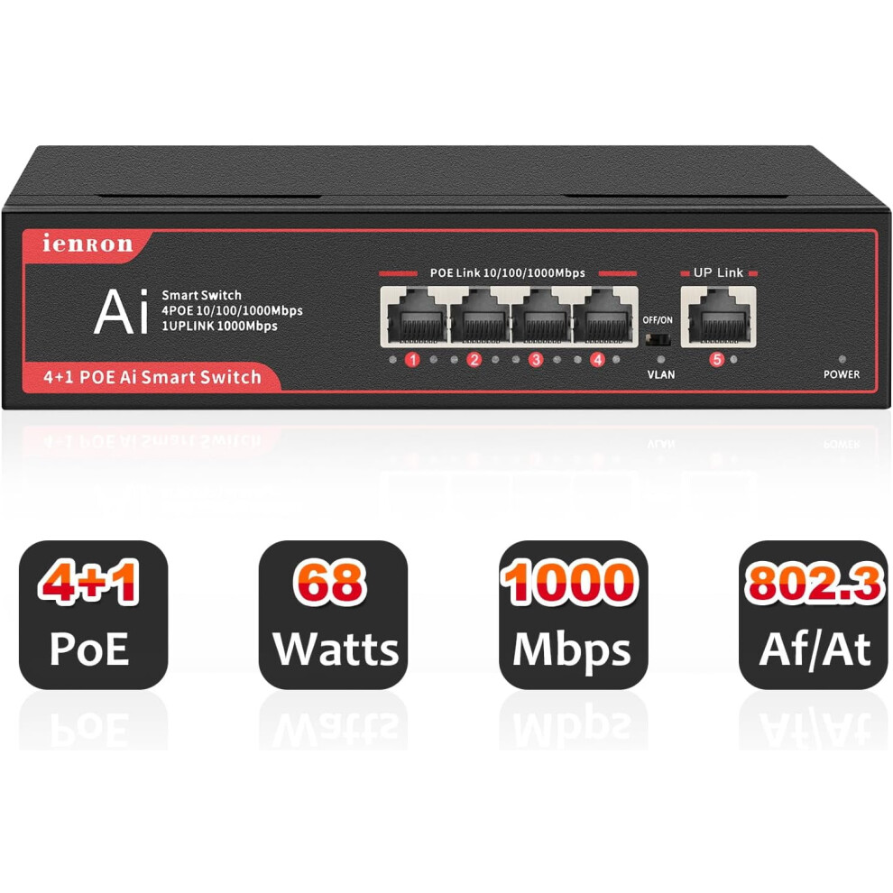 5-Port Gigabit Poe Switch With 4 Poe Ports And 1 Uplink 917087588324