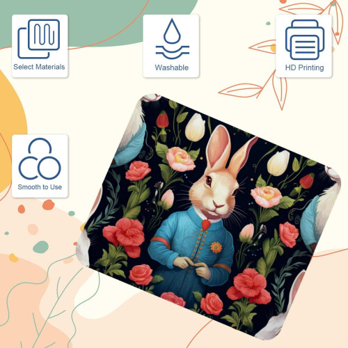 Ποντίκι Gentleman Flowering Rabbit με αντιολισθητική βάση από καουτσούκ, τετράγωνο χαλάκι 8,3'' 2