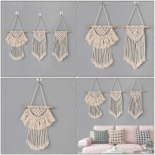 Décoration murale bohème tissée à la main, 1 pièce, en coton beige