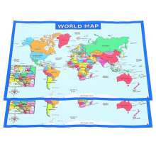 Ensemble de 2 affiches éducatives murales représentant la carte du monde pour enfants.
