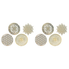 Ensemble de 8 décorations murales en bois « Fleur de Vie » (géométrie sacrée) - Grille de cristal et ornement décoratif