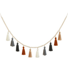 Guirlande de perles en bois avec pompons, décoration murale pour chambre, bébé, salle de jeux, baby shower, fille