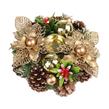 Weihnachtliche Kerzenhalter mit künstlichem Schnee, Tannenzapfen und Beeren, Tischdekoration für Zuhause, Hochzeit, Weihnachtsfeier